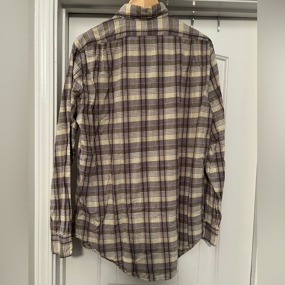 Euc Sid Mashburn Button Down Long Sleeve Linen Ye… - image 3